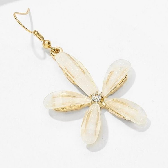 Flower Rhinestone Drop Earrings - Picture 3 of 6